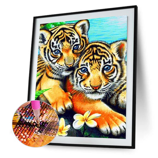 Two Tigers - Full Round Drill Diamond Painting 30*40CM