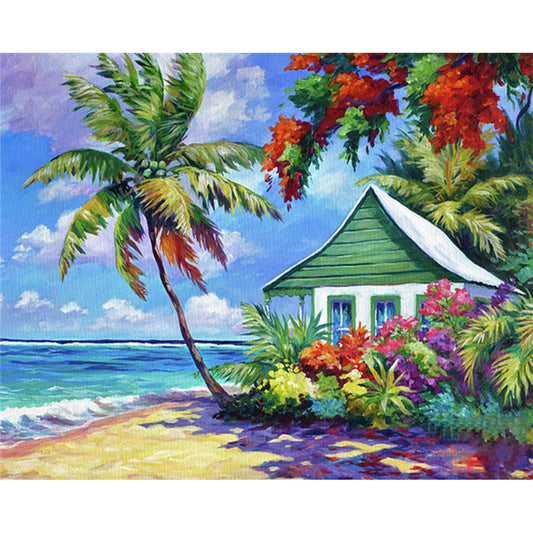 Coast House Scenery - Full Round Drill Diamond Painting 50*40CM