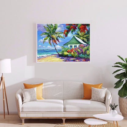 Coast House Scenery - Full Round Drill Diamond Painting 50*40CM