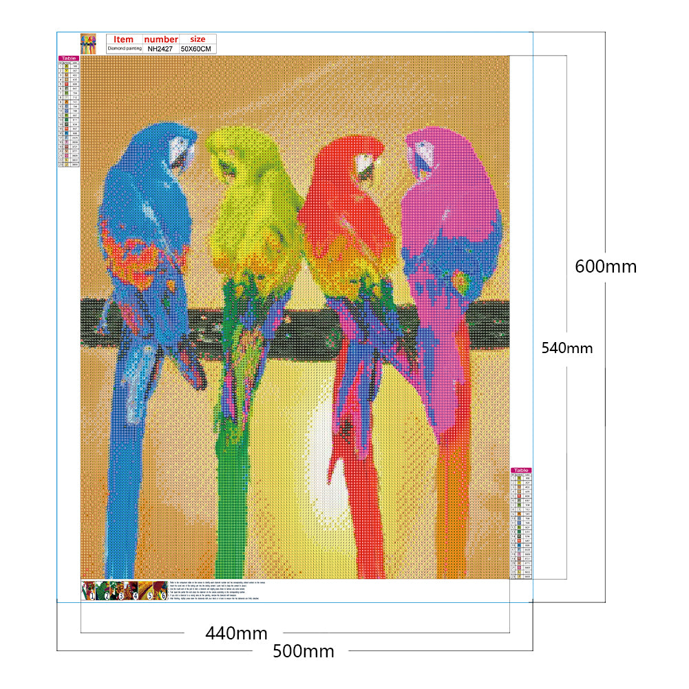 Colorful Parrot 50*60CM(Canvas) Full Round Drill Diamond Painting