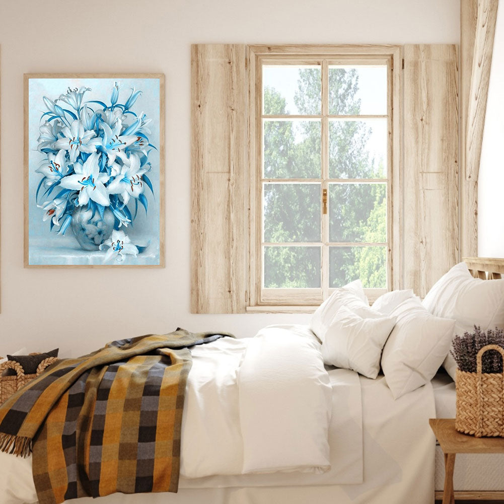 Blue Lily - Full Round Drill Diamond Painting 40*50CM