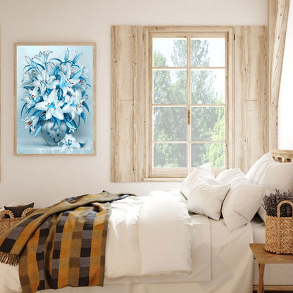 Blue Lily - Full Round Drill Diamond Painting 40*50CM