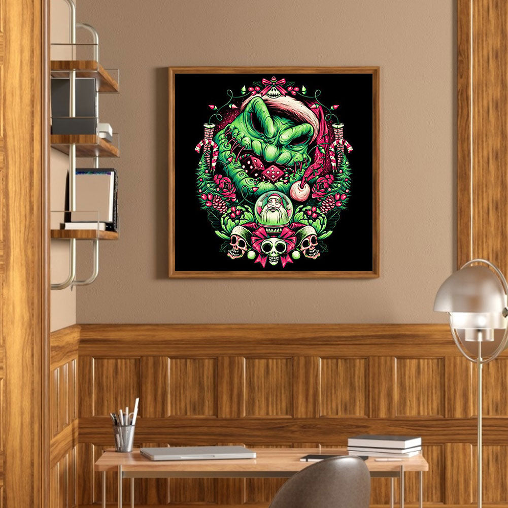 Spooky Christmas Green Monster - Full Round Drill Diamond Painting 30*30CM