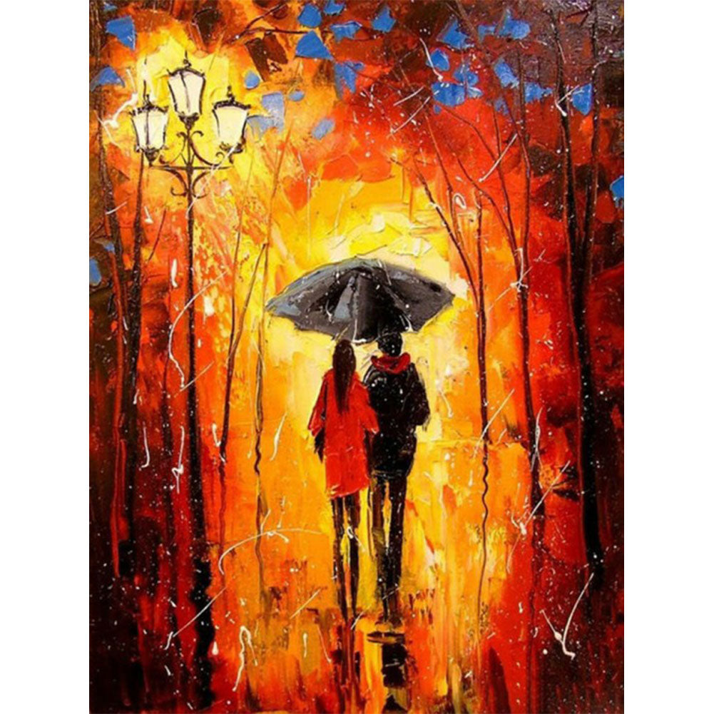 Street Lamp Couple - Full Round Drill Diamond Painting 30*40CM
