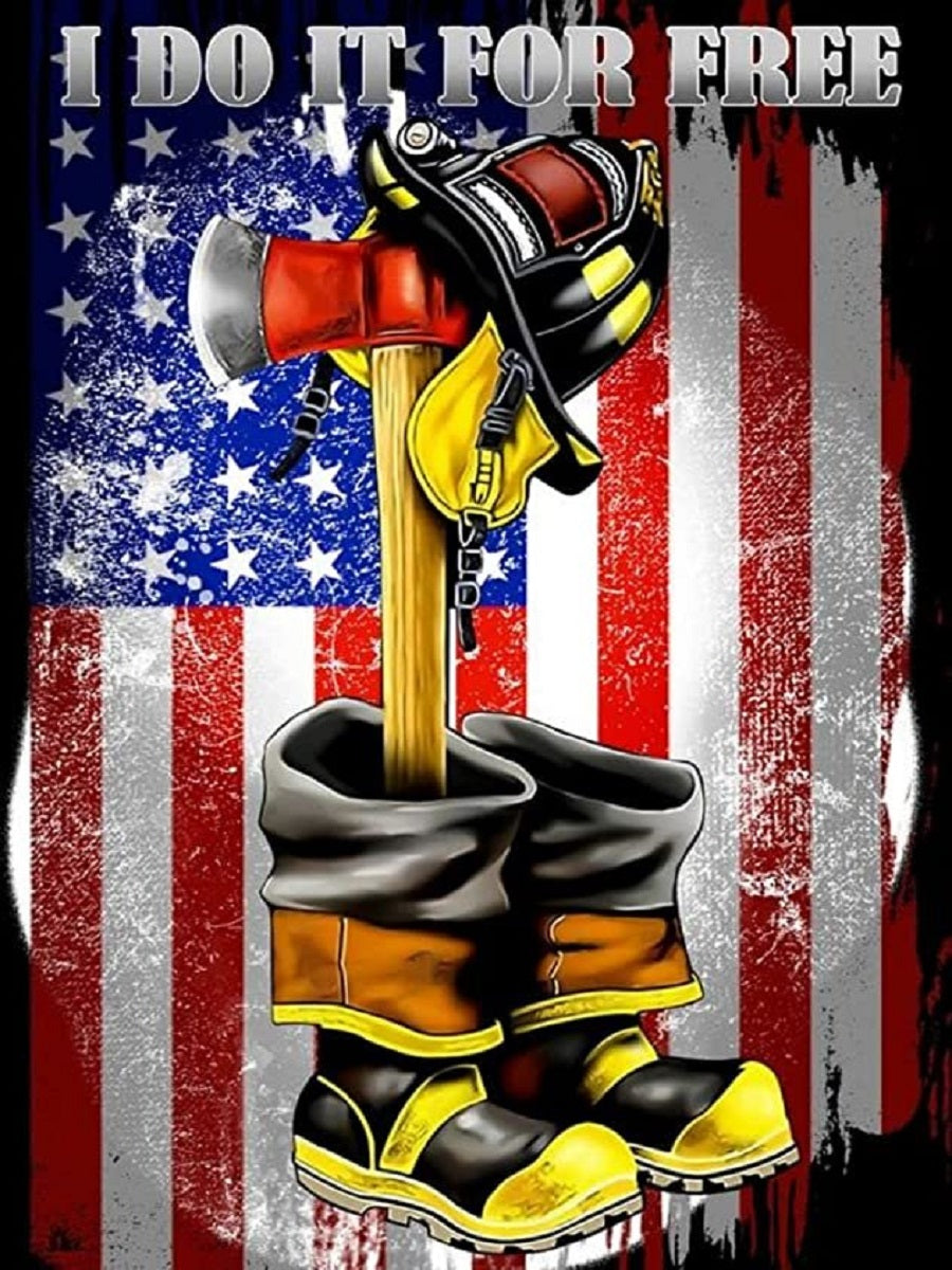 English Calligraphy Of Firefighters - Full Round Drill Diamond Painting 30*40CM