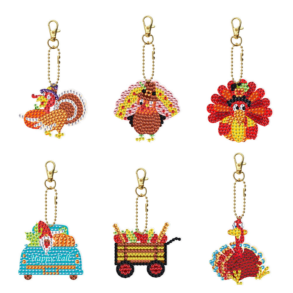 DIY Point Drill Keychains Cute Double Sided Spot Drill Drawing Keychain for Gift