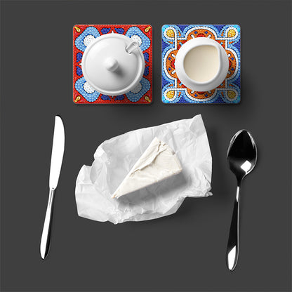 6pcs/set Mandala Square Coaster Acrylic Water Cup Pad 5D DIY for Room Decoration