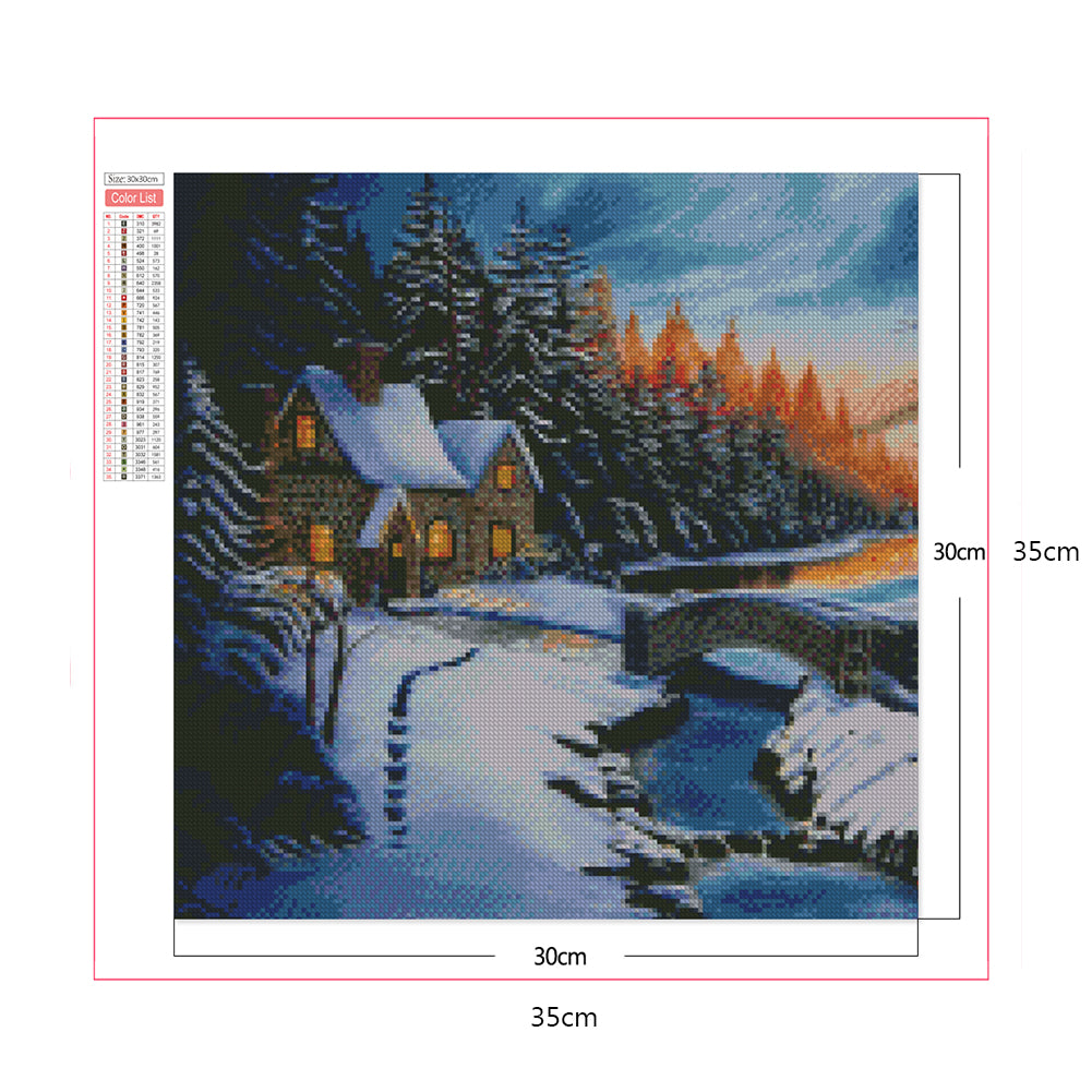 Cottage In The Snow - Full Square Drill Diamond Painting 30*30CM