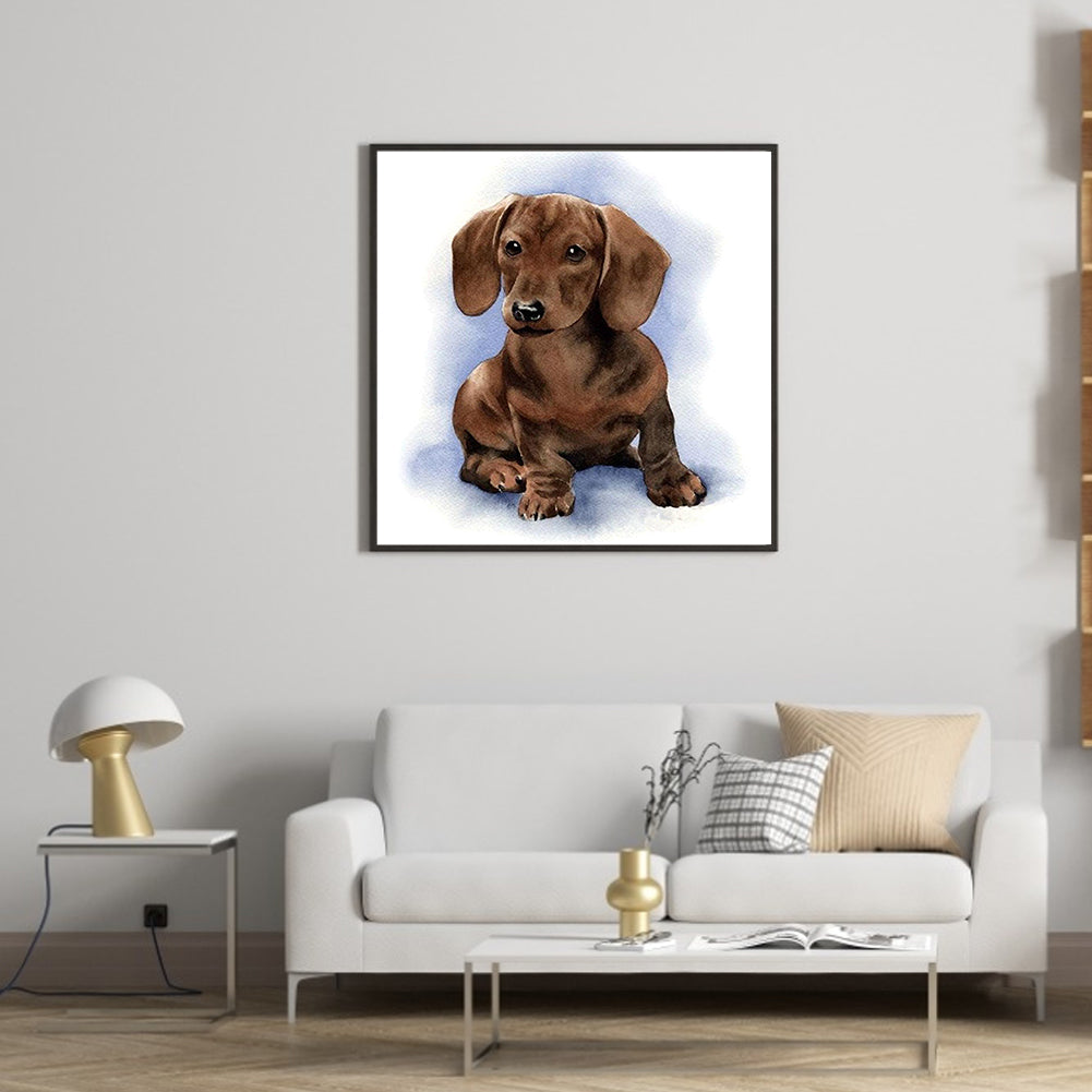 Dachshund Watercolor Painting - Full Round Drill Diamond Painting 50*50CM
