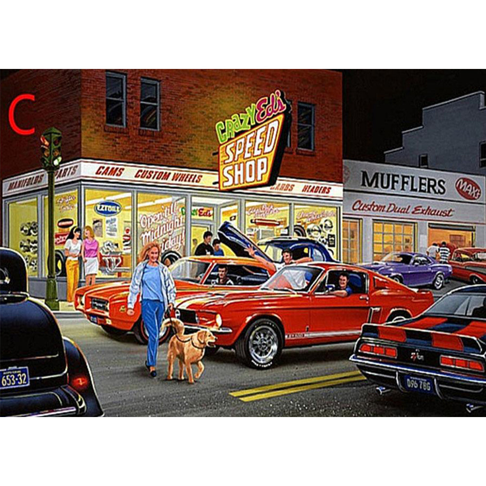 Night Parking Lot - Full Round Drill Diamond Painting 50*40CM