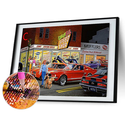 Night Parking Lot - Full Round Drill Diamond Painting 50*40CM
