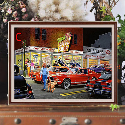 Night Parking Lot - Full Round Drill Diamond Painting 50*40CM