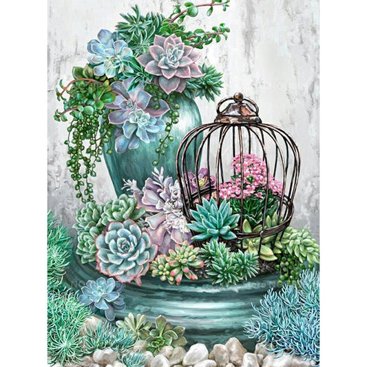 Succulent Plants - Full Round Drill Diamond Painting 40*50CM