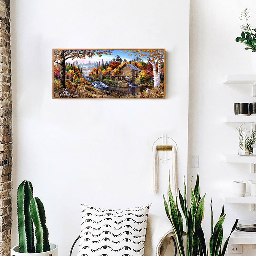 Cottage By The River - Full Square Drill Diamond Painting 80*40CM
