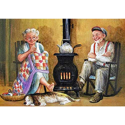 Old Couple - Full Round Drill Diamond Painting 50*40CM