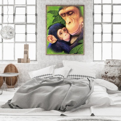Parent-Child Monkey - Full Square Drill Diamond Painting 30*40CM