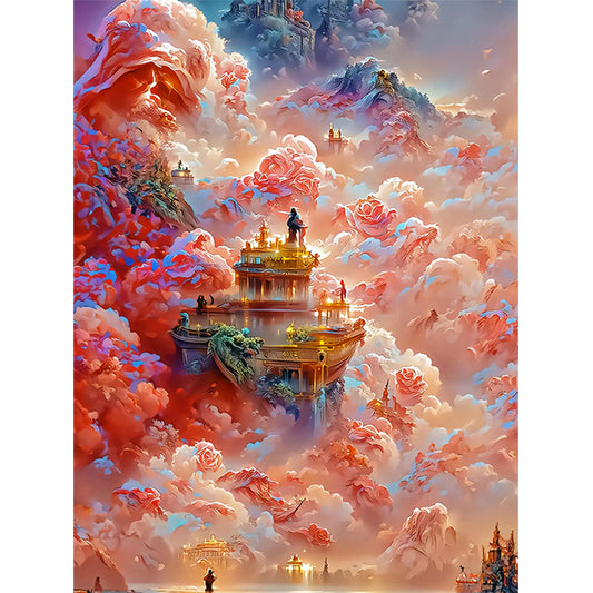 The Pavilion In The Rose Cloud - Full Round Drill Diamond Painting 40*50CM