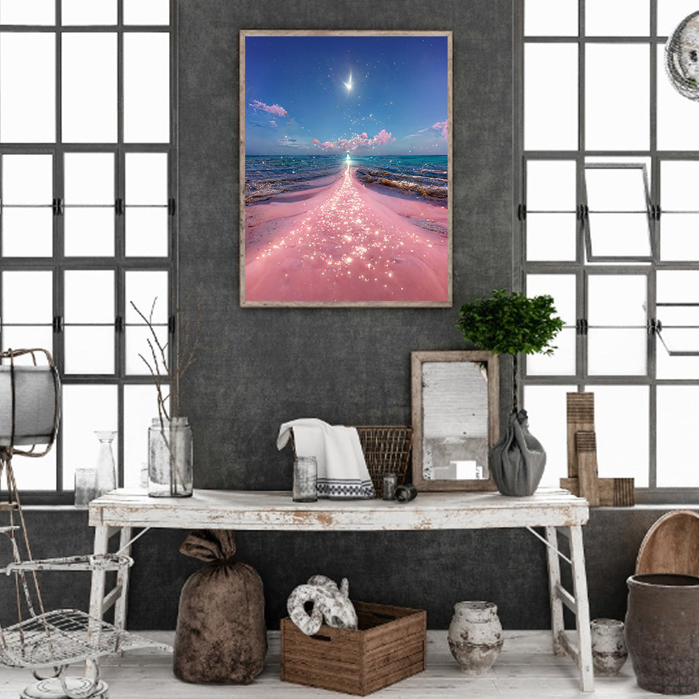Pink Beach - Full Round Drill Diamond Painting 40*50CM