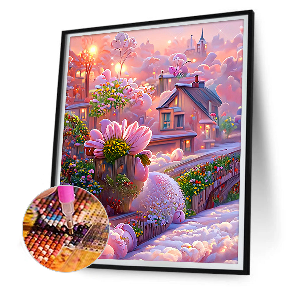 Dream Flower Manor - Full Round Drill Diamond Painting 30*40CM