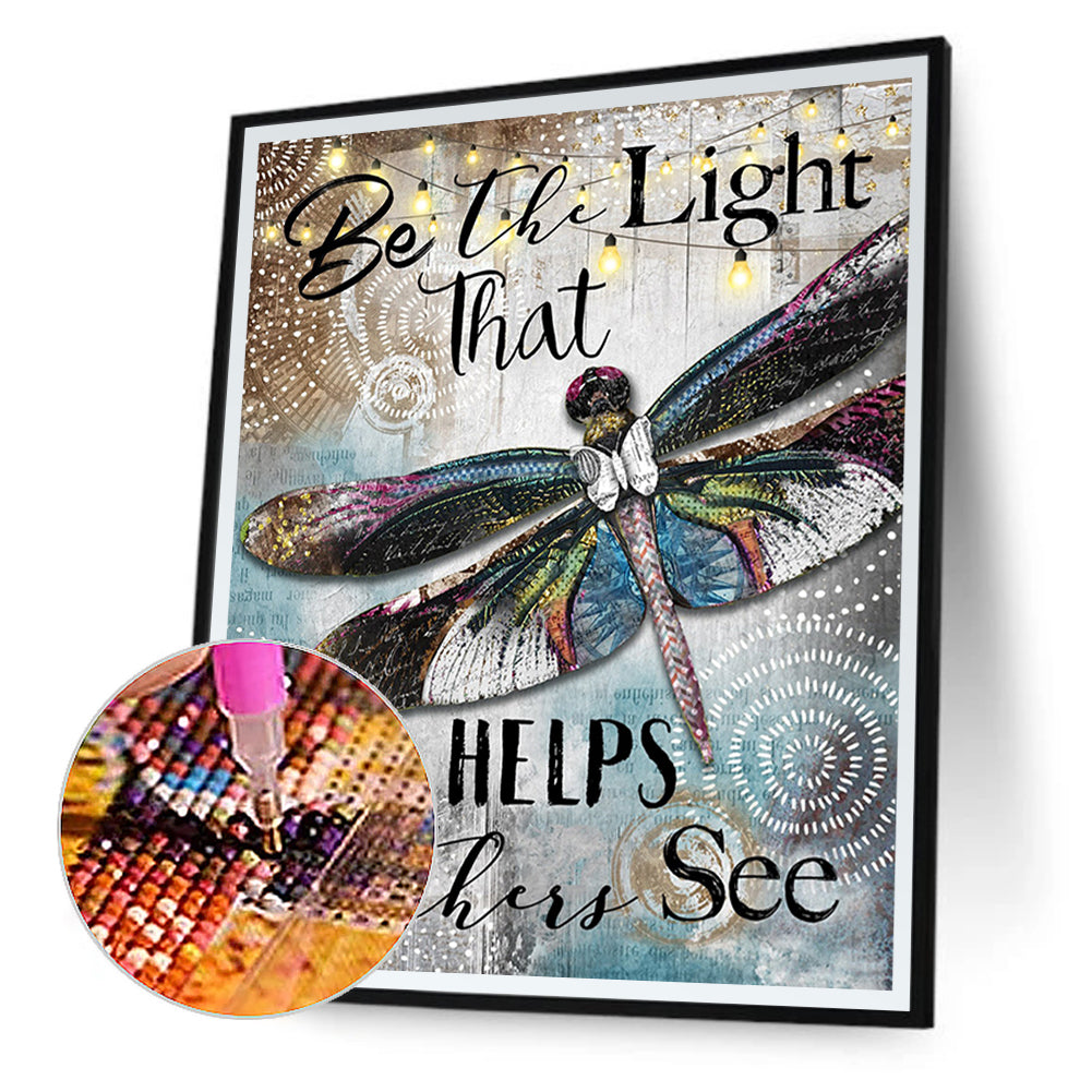 Dragonfly In English - Full Round Drill Diamond Painting 30*40CM
