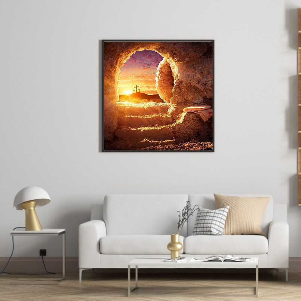 Sunset Cross - Full Round Drill Diamond Painting 40*40CM
