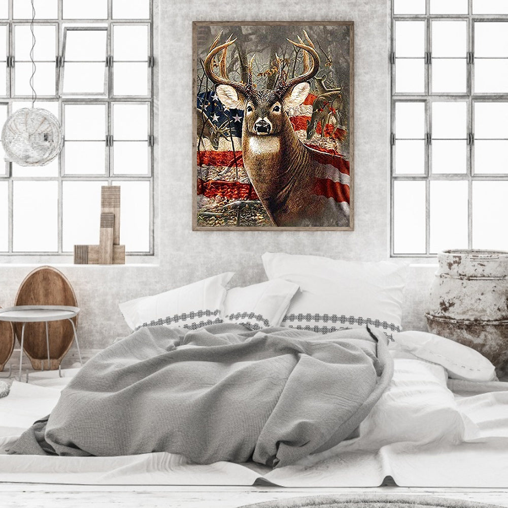 Mizi Flag Elk - Full Round Drill Diamond Painting 40*50CM