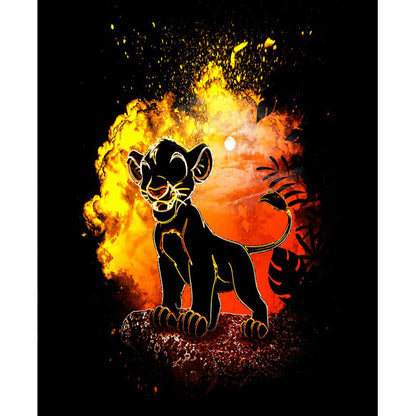 Lion King Simba Silhouette - Full Round Drill Diamond Painting 50*60CM