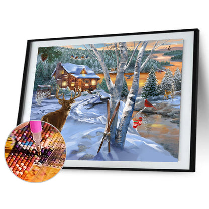 Country Elk - Full Round Drill Diamond Painting 40*30CM