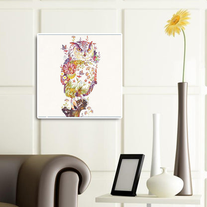 Flower Owl - Full Round Drill Diamond Painting 50*50cm