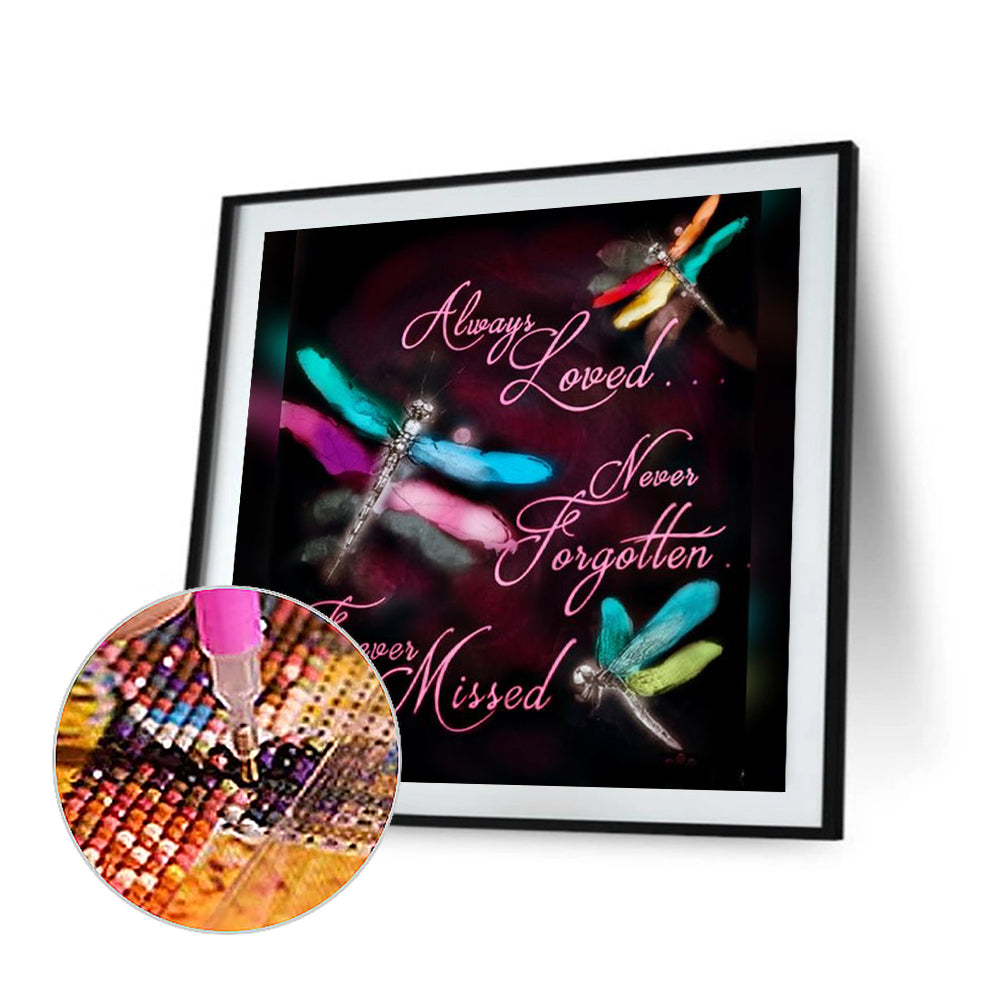 Dragonfly In English - Full Round Drill Diamond Painting 30*30CM
