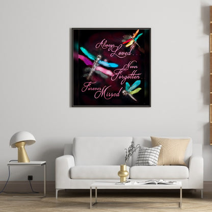 Dragonfly In English - Full Round Drill Diamond Painting 30*30CM