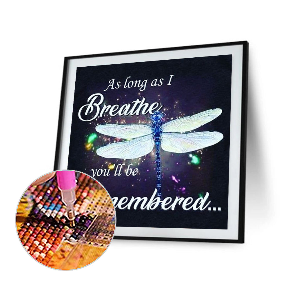 Dragonfly In English - Full Round Drill Diamond Painting 30*30CM