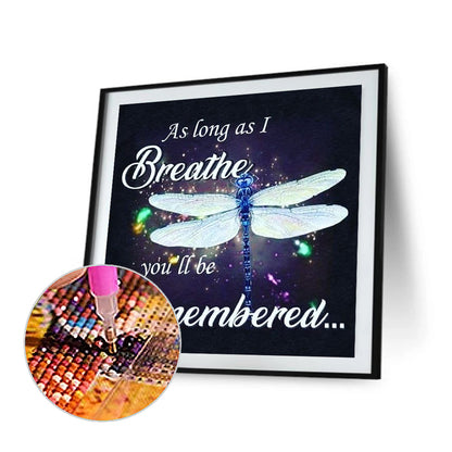 Dragonfly In English - Full Round Drill Diamond Painting 30*30CM