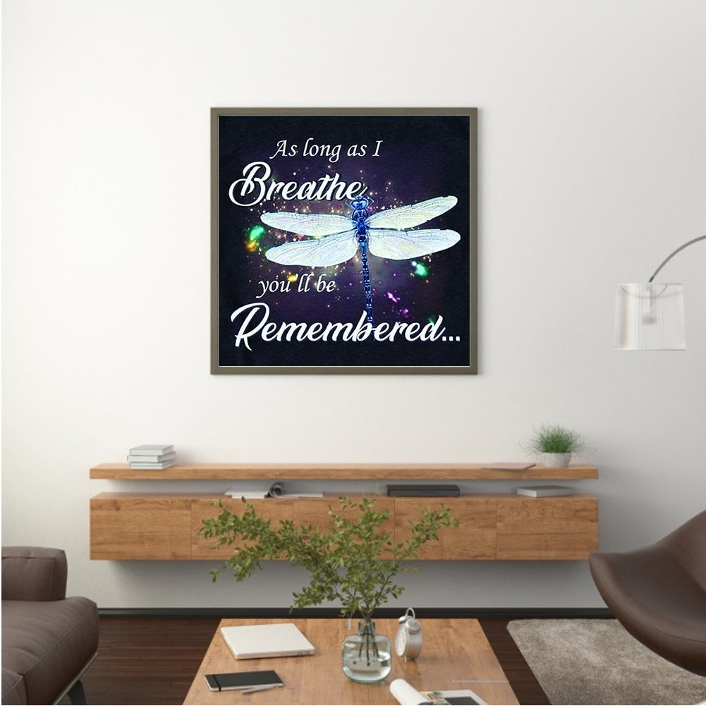 Dragonfly In English - Full Round Drill Diamond Painting 30*30CM