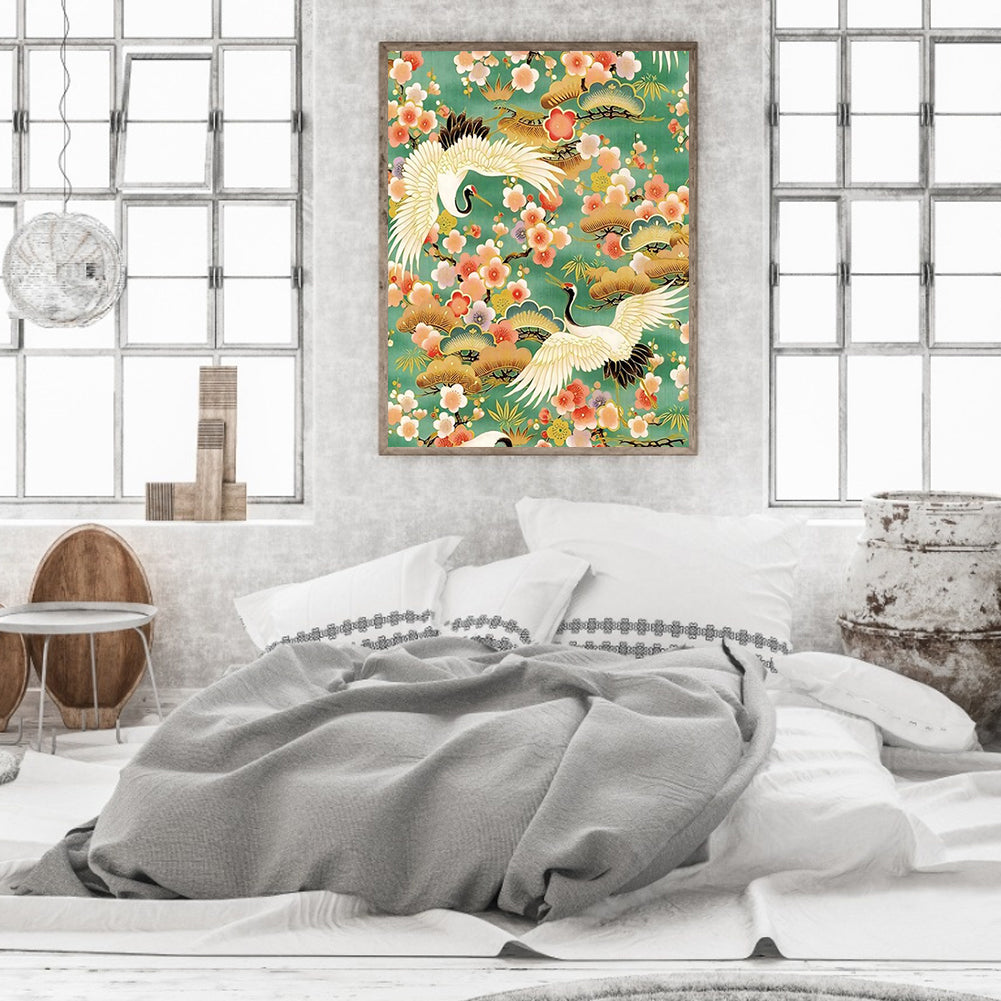 Plum Blossom And White Crane - Full Round Drill Diamond Painting 40*50CM