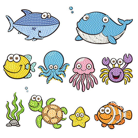 2pcs Gem Sticker Cartoon Animal DIY Paint by Numbers for Kids Adult Gift Rewards