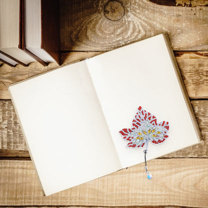 5D Special Shaped Drill Bookmarks Book Ornament DIY Maple Leaves for Adults Kids