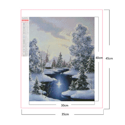 Winter River Snow Scene - Full Square Drill Diamond Painting 30*40CM