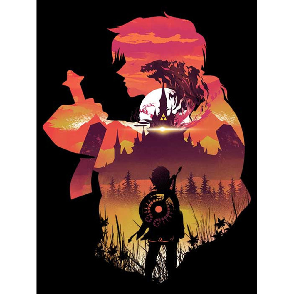The Legend Of Zelda Silhouette - Full Square Drill Diamond Painting 30*40CM