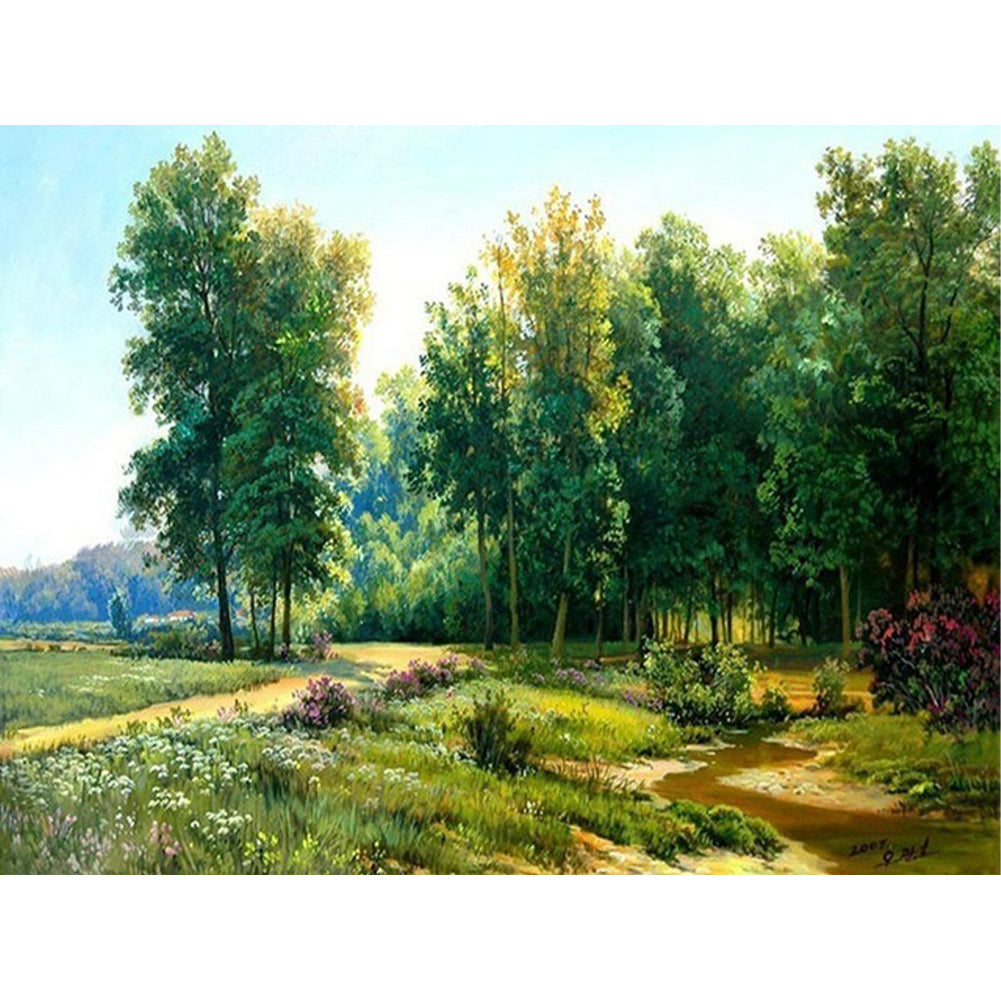 Green Woods - Full Round Drill Diamond Painting 40*30CM