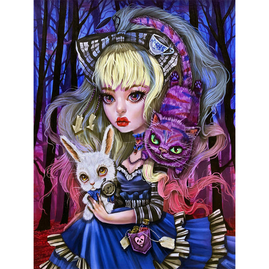 Fashion Girl With Big Eyes - Full Round Drill Diamond Painting 30*40CM
