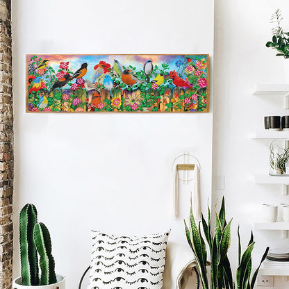 Birds On Fence - Special Shaped Drill Diamond Painting 80*30CM
