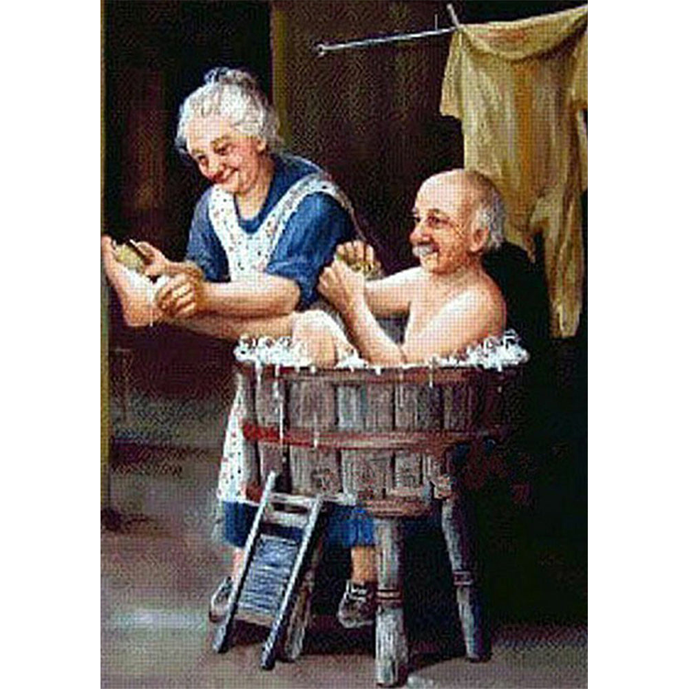 Old Couple 50*60CM(Canvas) Full Round Drill Diamond Painting