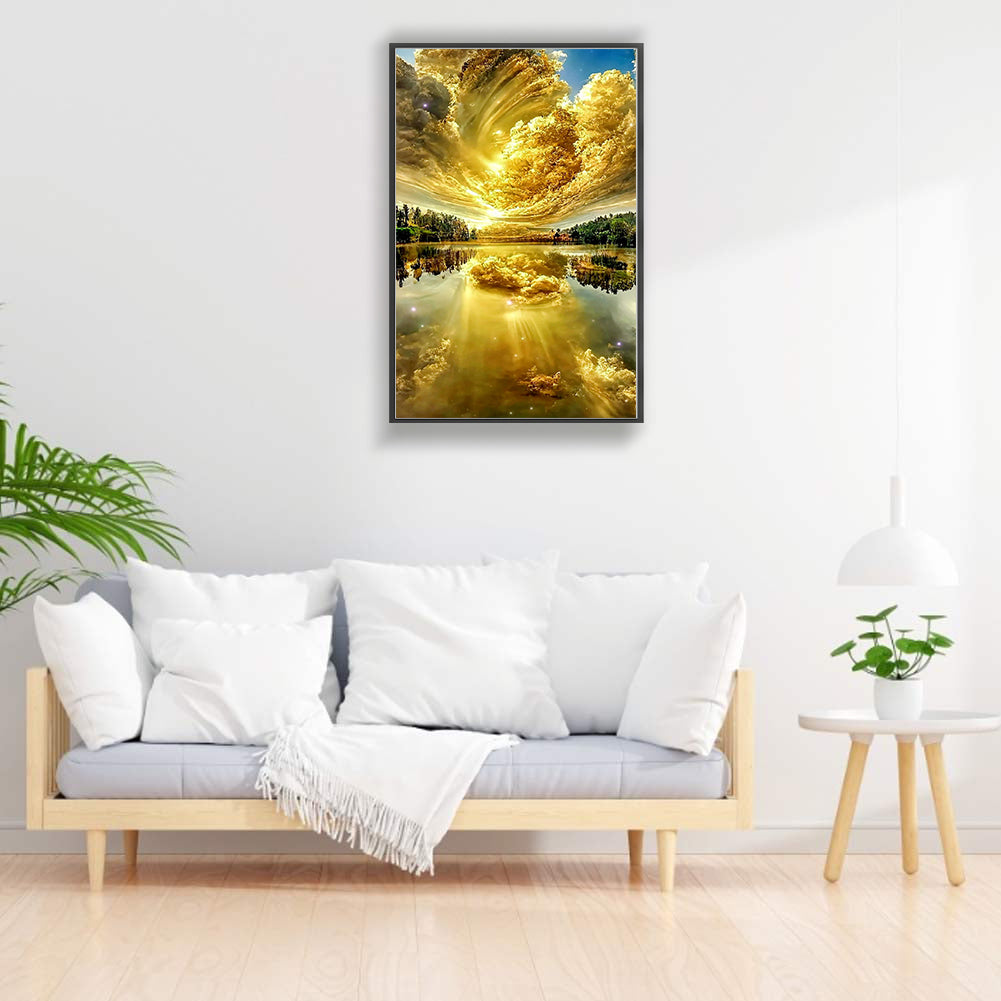 Golden Cloud Water Sky - Full Square Drill Diamond Painting 40*70CM
