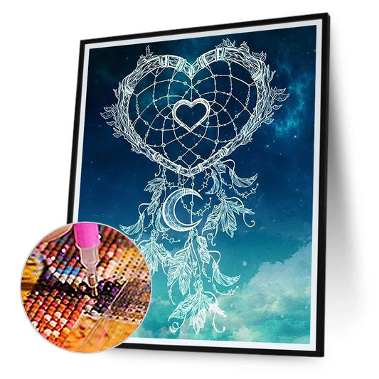 Heart Shaped Dream Catcher - Full Round Drill Diamond Painting 30*40CM