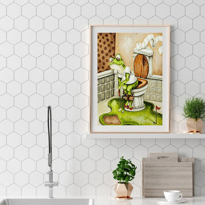 Frog Sitting On Toilet - Full Round Drill Diamond Painting 50*60CM