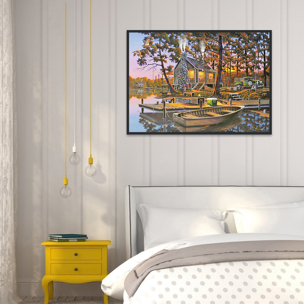 Pier Cottage - Full Round Drill Diamond Painting 50*40CM