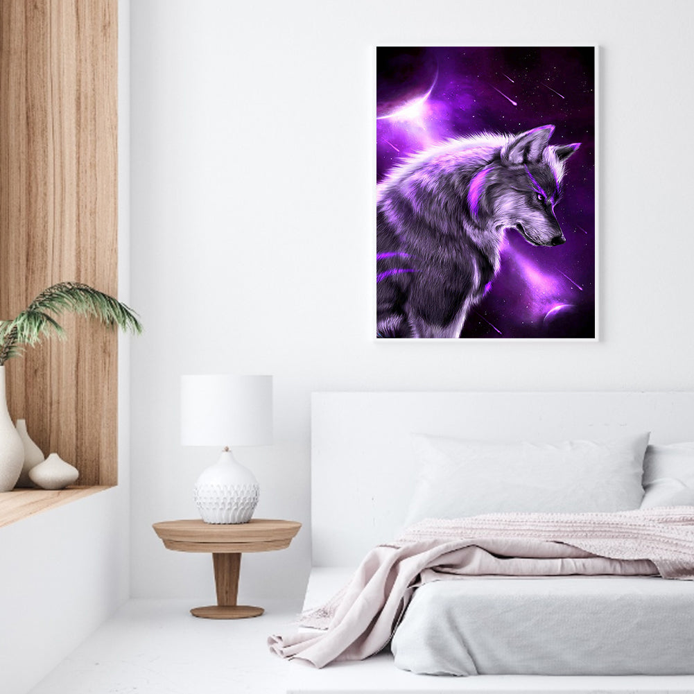 Purple Wolf - Full Round Drill Diamond Painting 40*50CM