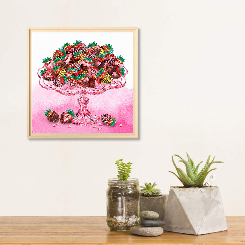 Strawberry Dessert Chocolate - Special Shaped Drill Diamond Painting 30*30CM