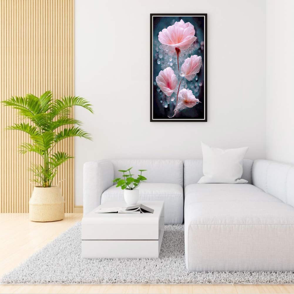 Water Drop Flowers - Full Round Drill Diamond Painting 40*70CM